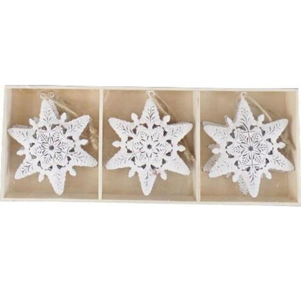 The Twillery Co.® Set Of 6 White Metal Snowflakes Ornaments Wayfair